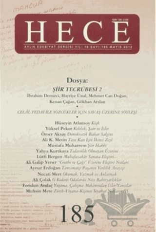 Hece Aylık Edebiyat Dergisi Sayı: 185 Mayıs 2012