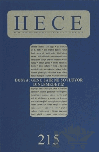 Hece Aylık Edebiyat Dergisi Sayı: 215 Kasım 2014