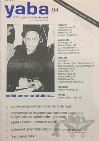 Yaba Edebiyat Dergisi Sayı: 84