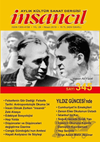 İnsancıl Aylık Kültür Sanat Dergisi Sayı: 345 Nisan 2019