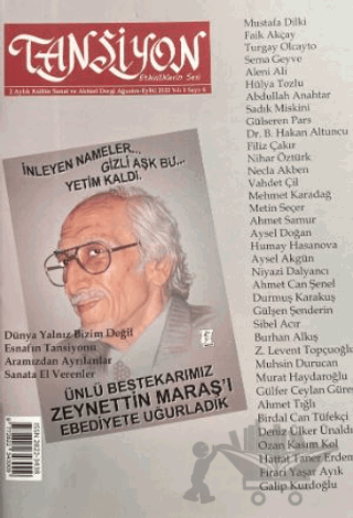Tansiyon Aylık Kültür Sanat ve Aktüel Dergisi Sayı: 4 Ağustos- Eylül 2022