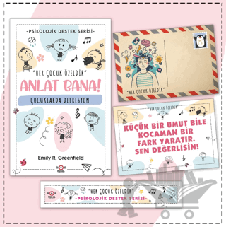 Çocuklar İçin Psikolojik Destek Serisi - Çocuklarda Depresyon - Kartpostal ve Ayraç