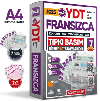 2025 YKS YDT Fransızca ÖSYM Çıkmış Soru Tıpkı Basım Deneme Paketi 7li Türkiye Geneli
