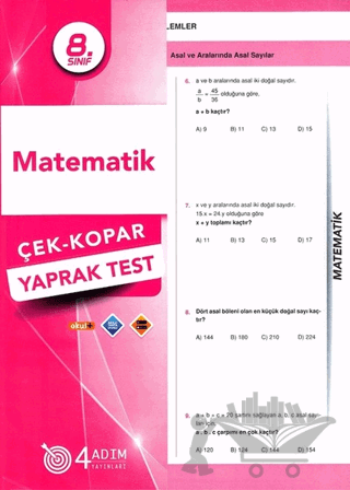 8. Sınıf Matematik Çek-Kopar Yaprak Test