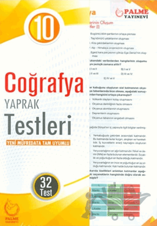 10. Sınıf Coğrafya Yaprak Testleri