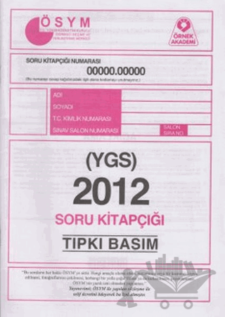 2012 YGS ÖSYM Tıpkı Basım Soru Kitapçığı
