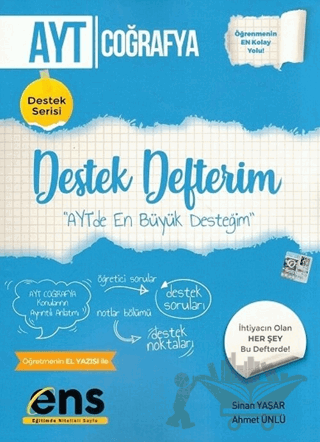 YKS AYT Coğrafya Destek Defterim Destek Serisi