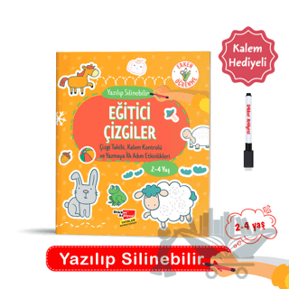 2- 4 Yaş Yaz Sil Eğitici Çizgiler Etkinlik Kitabı