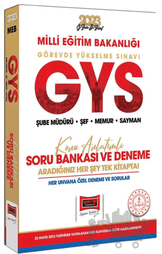 Yargı Yayınları 2023 Milli Eğitim Bakanlığı GYS Tüm Unvanları İçin Şube Müdürü - Şef - Memur - Sayman Konu Anlatımlı Soru Bankası ve Deneme