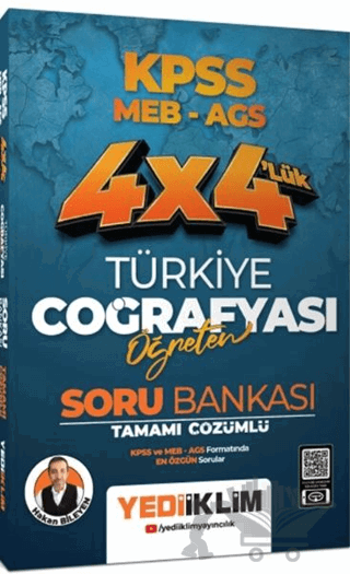 Yediiklim Yayınları KPSS MEB AGS 4 x 4 Öğreten Türkiye Coğrafyası Tamamı Çözümlü Soru Bankası