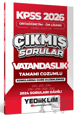 2026 KPSS Ortaöğretim - Ön Lisans Genel Kültür Vatandaşlık Tamamı Çözümlü Çıkmış Sorular (2024 Soruları Dahil)