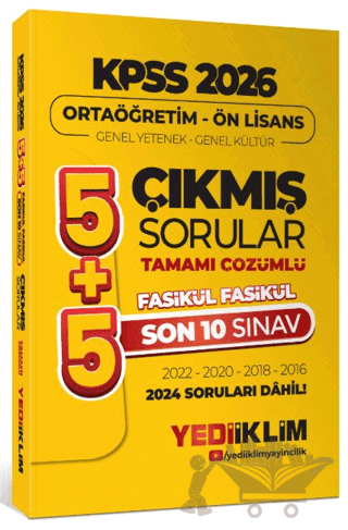 2026 Ortaöğretim-Önlisans Genel Yetenek Genel Kültür 5+5 Tamamı Çözümlü Son 10 Sınav Fasikül Fasikül Çıkmış Sorular