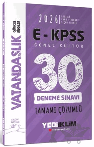 2026 E - KPSS Tüm Adaylar İçin Genel Kültür Vatandaşlık Tamamı Çözümlü 30 Deneme Sınavı