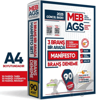 2025 MEB AGS Tarih-Coğrafya-Mevzuat Manifesto 90 Adet Branş Deneme (3x30) Fasikül Seti Çözümlü