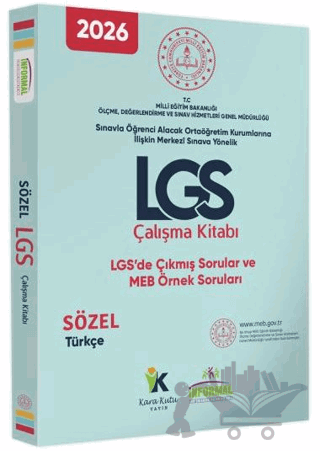 2026 8. Sınıf LGS MEB Örnek Soruları Türkçe Sözel Çalışma Kitabı