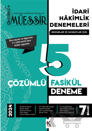 Müessir İdari Hakimlik Denemeleri-2024 Çözümlü 5 Deneme