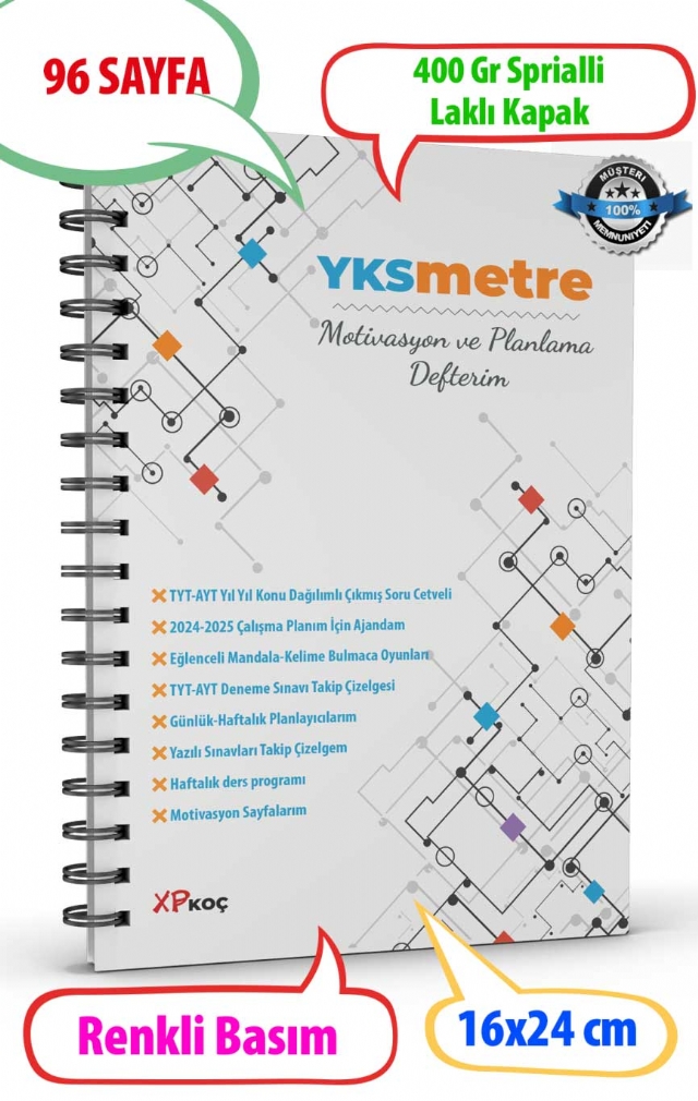 YKSMETRE Motivasyon ve Planlama Defteri/Günlük ve Haftalık Planlayıcı
