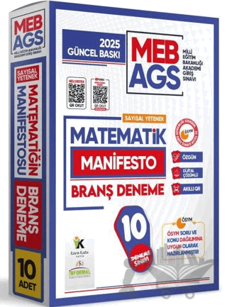 2025 MEB AGS Sayısal Yetenek Matematik Manifesto Branş Deneme Paketi 10lu Özgün Dijital Çözümlü