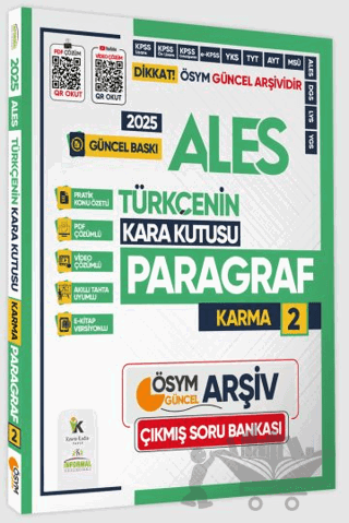 2025 ALES Türkçenin Kara Kutusu Karma Paragraf 2 Konu Özetli Çıkmış Soru Havuzu Bankası